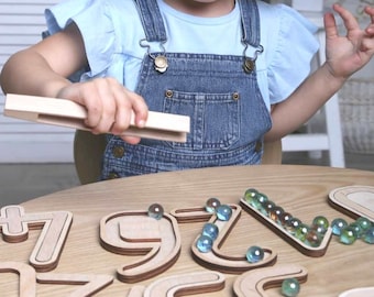Wooden numbers, Montessori math, Counting toys, Educational learning toy, Waldorf toys, kids toddlers preschool Christmas gift, Homeschool