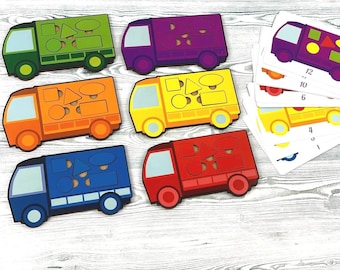Wooden Montessori Puzzle Cars Rainbow Boys gift Toddlers toys Kids Gift Girl Boy Waldorf Classroom Preschool Birthday Learning Colors Shapes