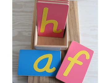 Sandpaper Letters Lower Case Cursive Montessori School Class Homeschool Preschool Waldorf Language Material Tactile Wooden Letters Reggio