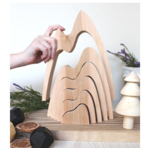 Mountain Wooden Toy, Wooden Stacker Toy, Montessori toys 2 year old 1 year old baby Waldorf Toddler Toys Nursery Decor Educational Toys Kids