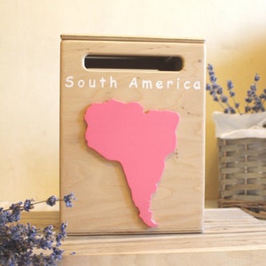 Montessori Kontinent Box, Südamerika Box, Montessori Geographie Weltkarte Homeschool Vorschule Montessori Materialien