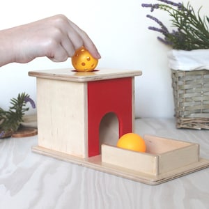 Montessori Toys, Montessori Object Permanence Box with Tray and Ball Montessori toddler infant, Preschool, Baby Gift, Toddler Gift, Waldorf