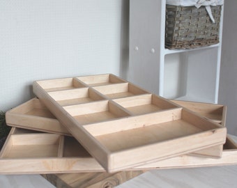 Wood Tray with dividers, Tinker tray, Sorting Tray, Partition Box Tray, Sorting Box, Montessori wooden tray, Sensory bin, Sensory tray