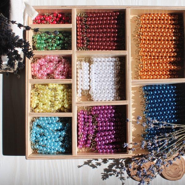 Montessori Beads Box Checker Board Beads Bead Decanomial Multiplication Bead Bar Layout Mathematics Material Decanomial Bead Bar Box School