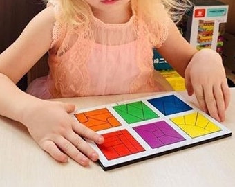 Wooden Puzzle Nikitin Squares 3 Level Rainbow Toys Montessori Waldorf Back to School Preschool Home School  Early Educational toy Gift