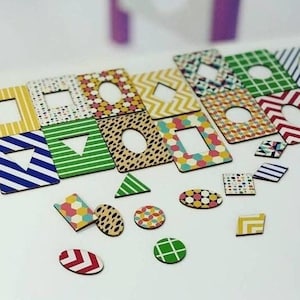 Tarjetas de madera para combinar, tarjetas de formas geométricas para combinar, actividad de clasificación matemática temprana, geometría primaria, juguete de aprendizaje Montessori, educativo