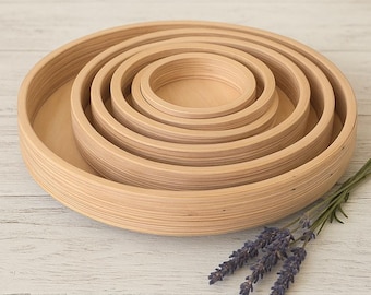 Wooden Round Tray, Montessori Tray, Outdoor Sorting Tray, Wooden Trays, Home Decor, Natural Decorative Wooden Tray Montessori class Backyard