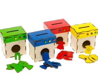 Montessory Toys Sorting Toy Rainbow Wooden Washing machine Waldorf Toy Wooden Puzzle Preschool Baby Birthday gift toddler Christmas Gift