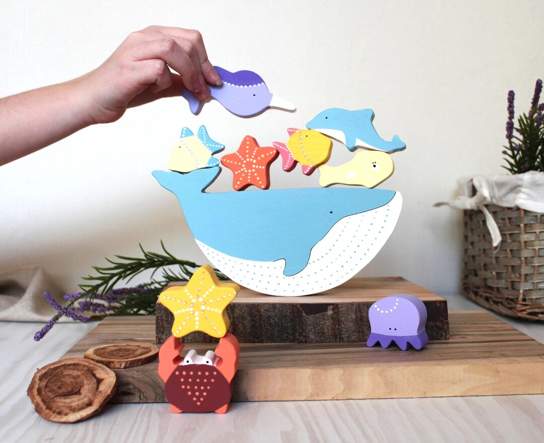 Knick Knack Wooden Animal Set, Educational Pre-School Toys 3+ Year Old Boys, Girls (sea Animal)