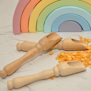 Wooden scoop for sensory play, Montessori sensory toys, Sensory Play Accessory, Fine motor skills, Sand play kit, Toddler Sensory Bin Tools