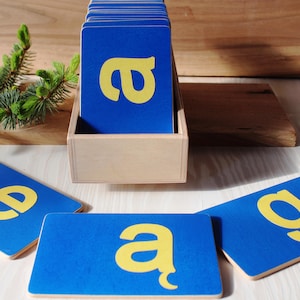 Letras de madeira polonesas Montessori, alfabeto de madeira, letras de lixa, materiais Montessori, quadro de traçado, letras minúsculas, brinquedos para educação domiciliar