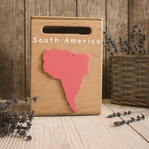 Montessori Continent Box, Südamerika-Box, Lerngeographie, Weltkarte, Lernspielzeug, Continents Set, Montessori-Spielzeug, Continental Box