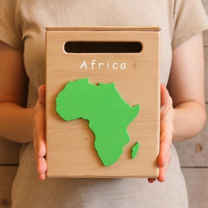 Montessori Kontinent Box mit Deckel, Afrika-Box, Montessori Geographie, Aufbewahrungsbox, Schatzkästchen, Vorschule Homeschool, Kontinente Weltkarte