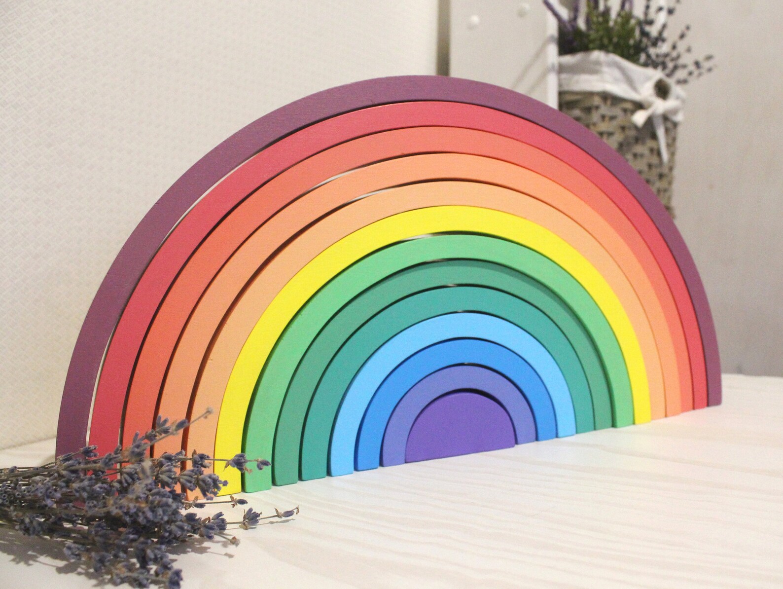 Gran arco iris de madera apilador Montessori juguetes niños | Etsy