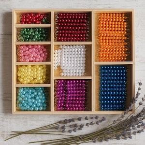 Montessori Beads Box Checker Board Beads Bead Decanomial Multiplication Bead Bar Layout Mathematics Material Decanomial Bead Bar Box School