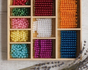 Montessori Beads Box Checker Board Beads Bead Decanomial Multiplication Bead Bar Layout Mathematics Material Decanomial Bead Bar Box School