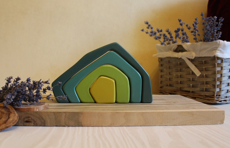 Waldorf toy Four Elements Puzzle Stacker Nesting Wooden Building Blocks montessori puzzl\u0435 first birthday gift Home Decor Wooden Puzzle