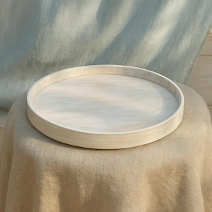 White wooden round tray, Decorative tray, Home decor, Wedding decor, Kitchen white tray, Coffee tea tray, Serving tray