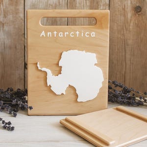Montessori Kontinent Box, Antarktis Box, Geographie lernen, Weltkarte, Lernspielzeug, Kontinente Set, Montessori Spielzeug, Continental Box