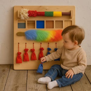 Montessori sensory board, Wooden Busy Board, Toddler busy board, Activity wall board,  Montessori Waldorf Sensory toys, Gifts for kids