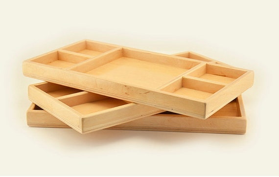 Set of Sorting Trays, Montessori Trays Tinker Trays Set of Wooden