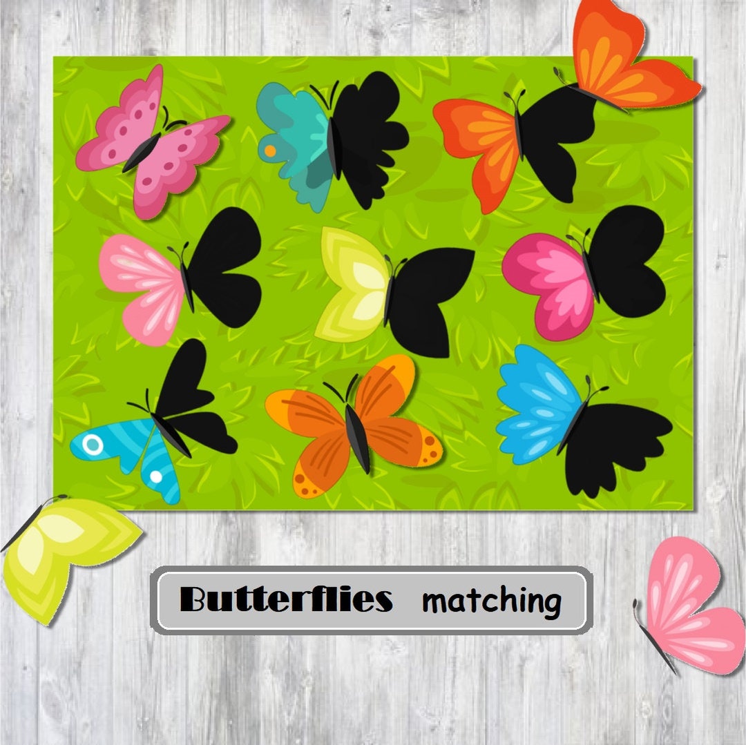 Butterflies Matching Game, Butterfly Matching Cards Montessori