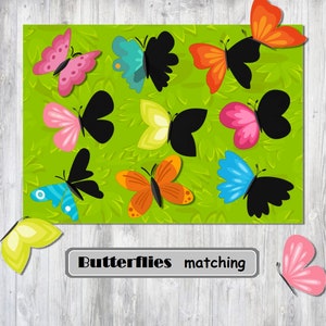 Butterflies matching game, Butterfly Matching Cards Montessori Materials Printable Toddler Pattern Matching Nature Study Homeschool Learning