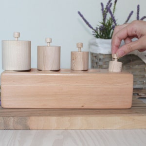 Montessori Knobbed Cylinder Blocks Wooden Puzzle Preschool Homeschool ...