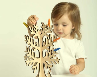 Wooden tree Montessori toys Fine motor skills toy Wooden Puzzle Fall sensory game Preschool toys Homeschool Homescholing Christmas gift