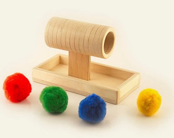 Caja Montessori con bolas deslizantes, juguete de aprendizaje sensorial de madera, materiales clásicos Montessori, regalo para niños pequeños, objeto, caja de permanencia