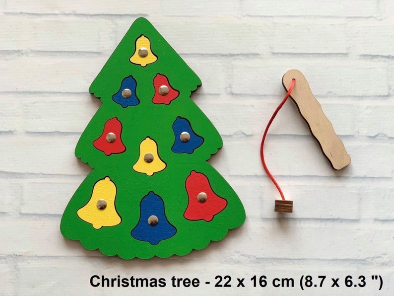 Christmas Gift Wooden Puzzle Christmas Tree Decoration Fishing Game Christmas Ornament Gift for baby Kids Gift Game Montessori Waldorf Xmas image 3