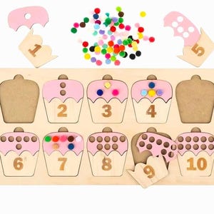 Counting toy, Wooden math puzzle, Montessori math toy, Wooden numbers, Number Board with Slots, Fine Motor Skills, Educational Learning toy