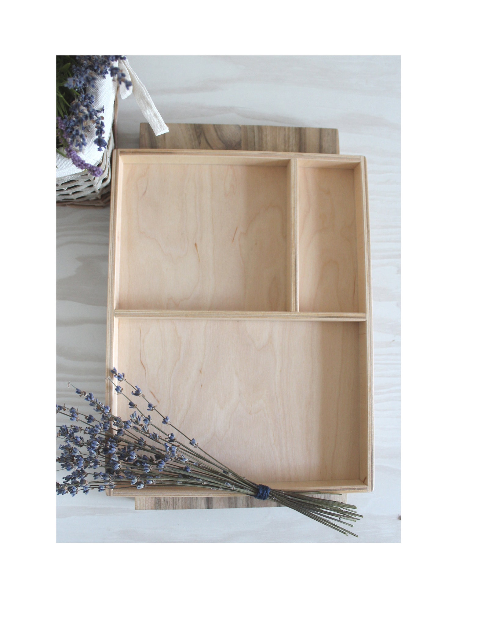 Wooden Tray with 3 Compartments Rectangular Serving Tray Wood Etsy 日本