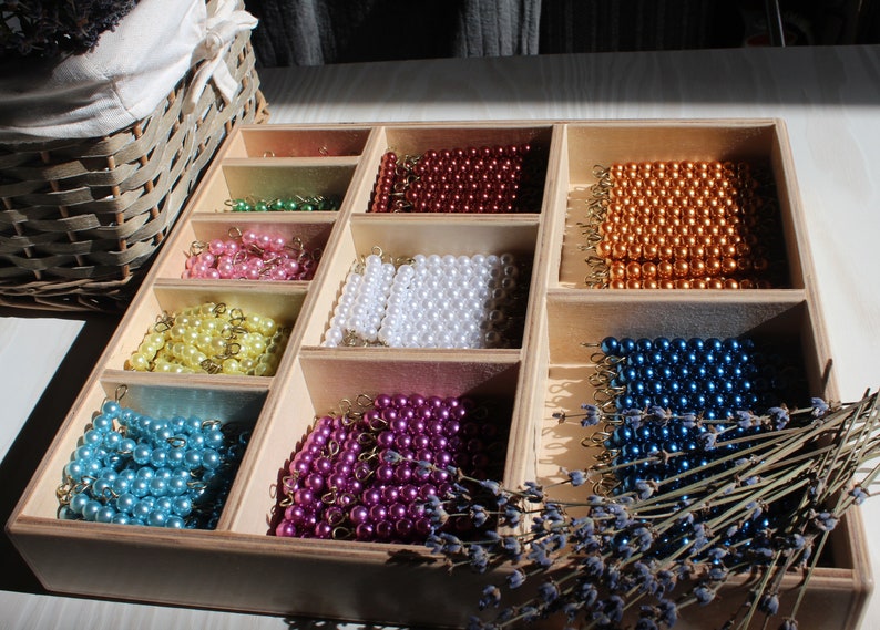Montessori Beads Box Checker Board Beads Bead Decanomial Etsy
