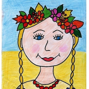 I Stand with Ukraine Digital file, Ukrainian child Hand Drawing Blue and Yellow Download Instant file Ukrainian Art Solidarity with Ukraine