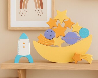 Giocattolo di equilibrio in legno, gioco di impilamento per bambini, giocattolo educativo ispirato al metodo Montessori