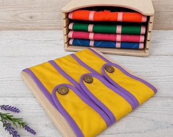 Marcos de vestir Montessori con soporte, Vida práctica, Botones, broches, hebillas de velcro, marcos con cremallera, Actividad motora fina, Aprender a vestirse