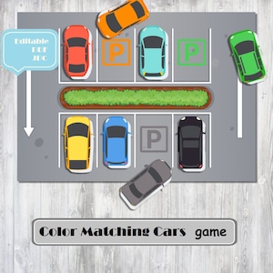 Coincidencia de colores, Juego de clasificación de colores, Montessori Digital, Juego de coches imprimible, Habilidades motoras finas, Libro ocupado para niños pequeños, Carpeta de colores de aprendizaje