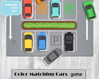 Color Matching, Color Sorting game, Montessori Digital, Car game Printable, Fine Motor Skills, Toddlers Busy book, Learning colors binder