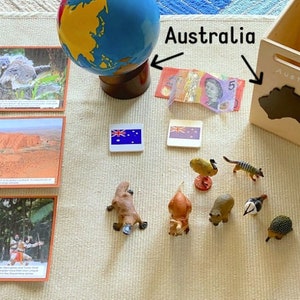 Montessori Continent Box, Australia Box, Montessori Continents World Map For Learn Kids Montessori Culture Geography Area