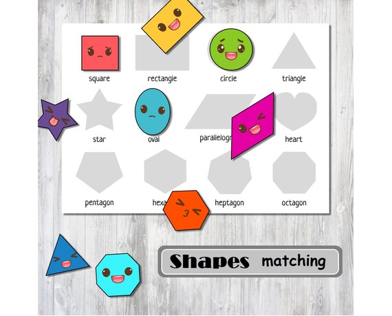 Shapes Matching game, Shape Matching Activity for Toddlers, Learning Shapes  Toddler Busy Book pintable Homeschool toddler printable activity