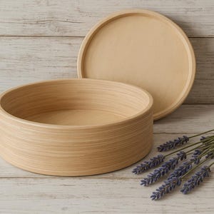 Round storage box with lid, Wooden box with lid, Wood Round Box, Wood Trinket Box, Round unfinished wooden box with cover