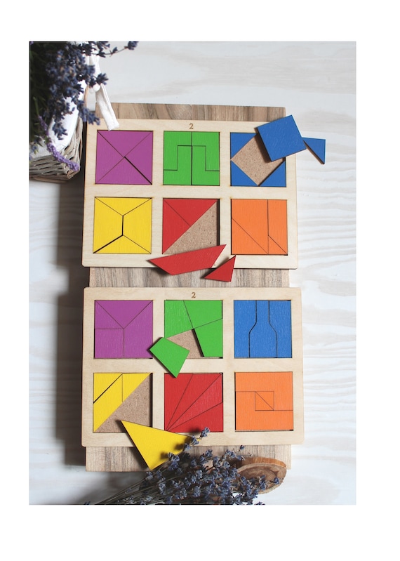 Rompecabezas de madera Nikitin Squares 2d Level Rainbow Toys España