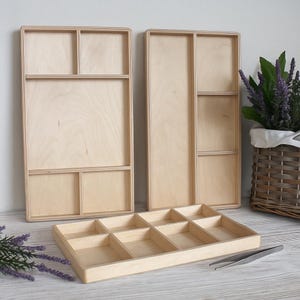 Conjunto de bandejas, Bandejas de madeira, Bandeja Tinker, Bandeja de classificação Montessori, Bandejas sensoriais, Bandeja de madeira decorativa, Bandeja retangular para servir, Educação domiciliar