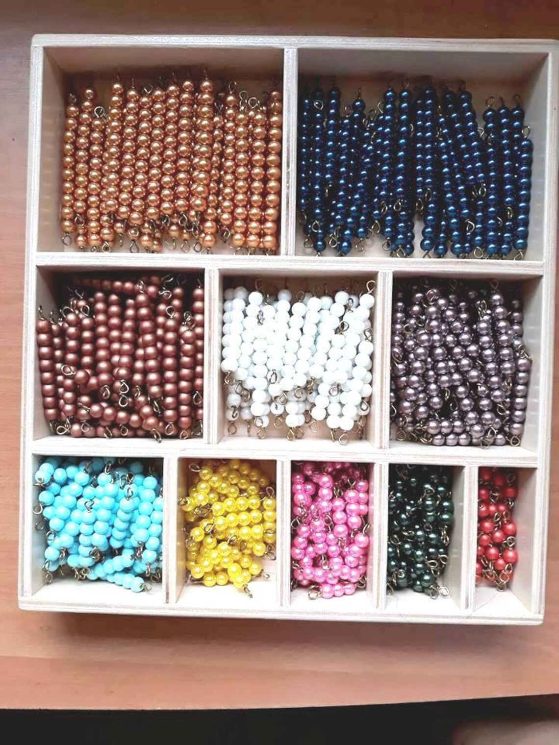 Montessori Beads Box Checker Board Beads Bead Decanomial Etsy