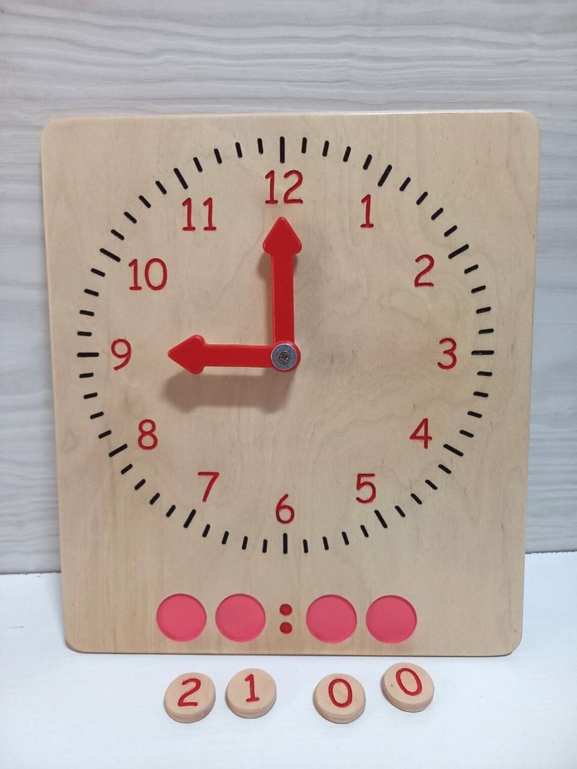 Wooden Montessori Clock Wooden Toy Clock Learning Wooden Etsy