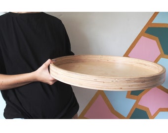 Round Wood Ottoman Tray, Montessori Tray Outdoor Tray Wooden Trays Home Decor Natural Decorative Wooden Montessori class Backyard Kitchen