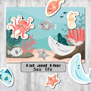 Cut and Glue Sea Life, Cut Glue Activities, Cut Paste Worksheets ...