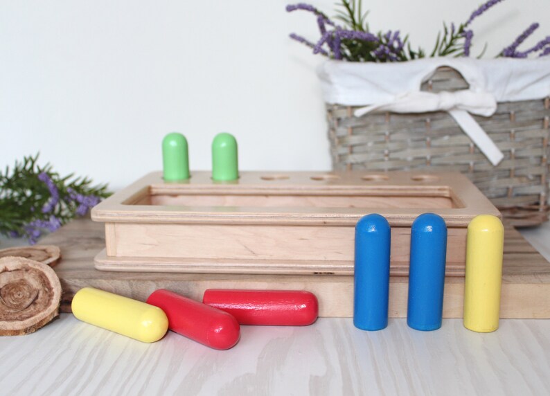Montessori Sensory Montessori Box Peg Toys Toddler Imbucare Etsy