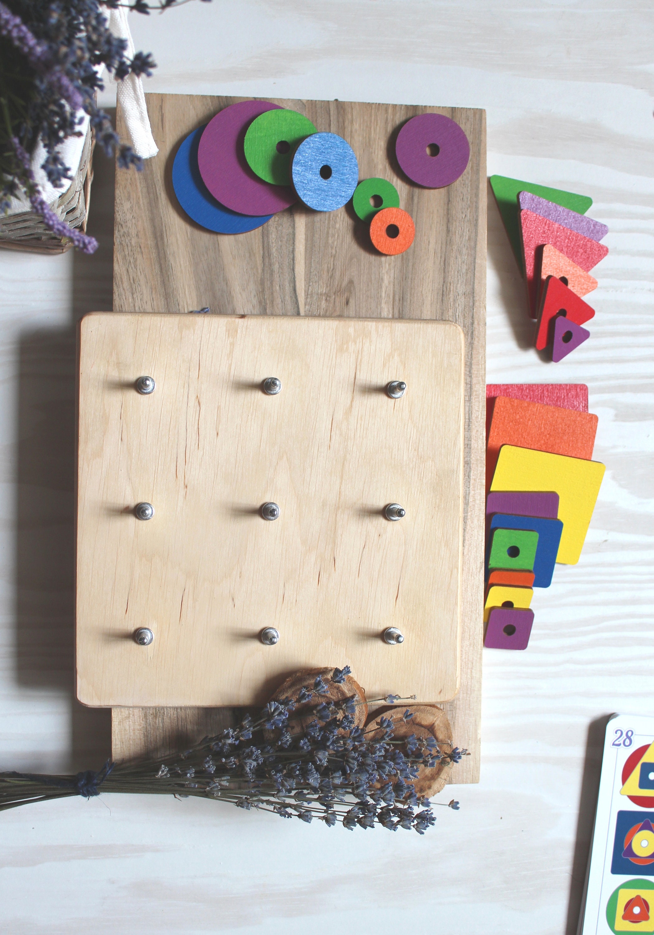 Rainbow Geoboard Wooden Geoboard Peg Board Montessori Toys Etsy